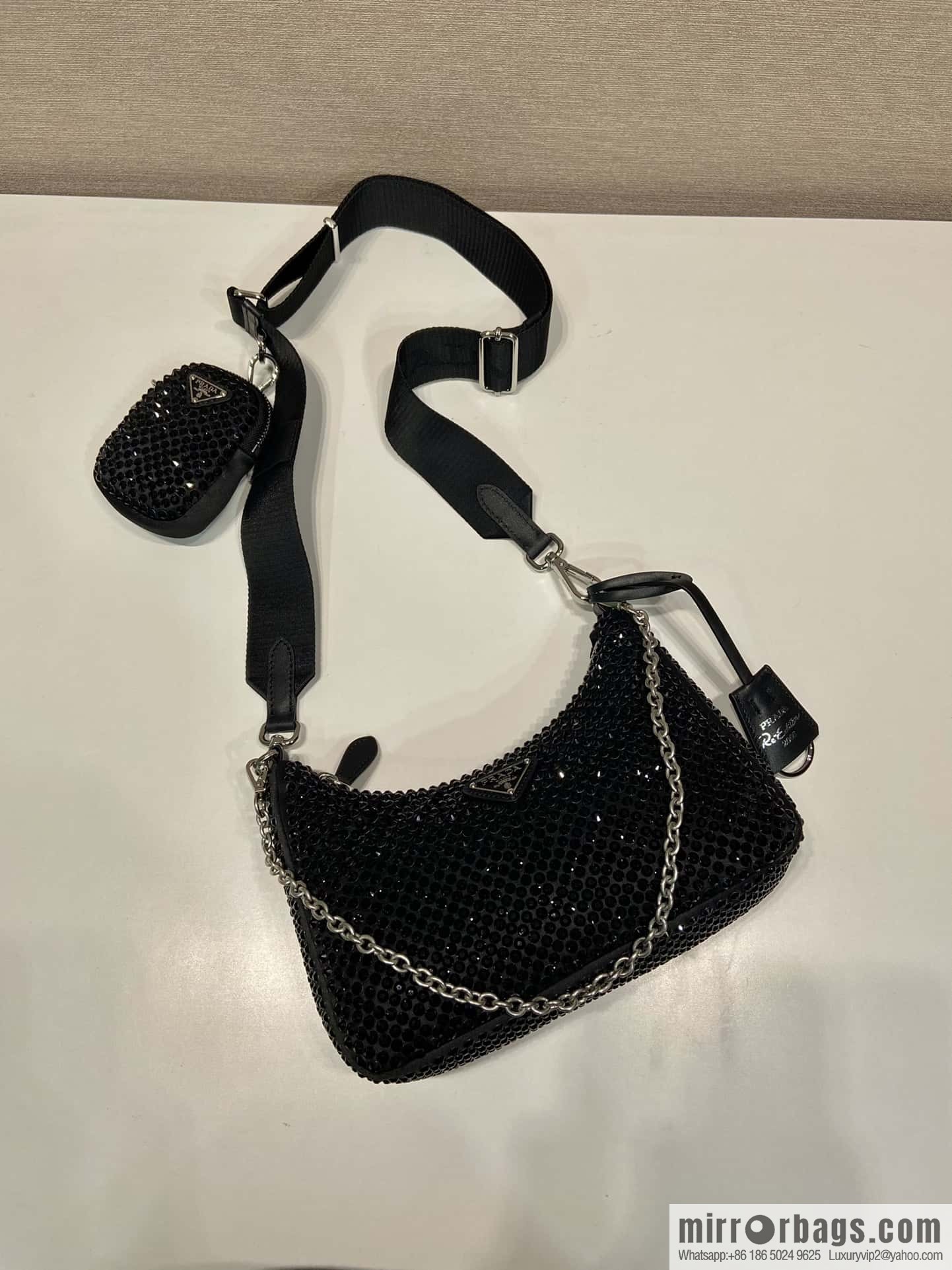 PRADA flash diamond three-in-one 🎉 2023 new color 1BH204 flash diamond