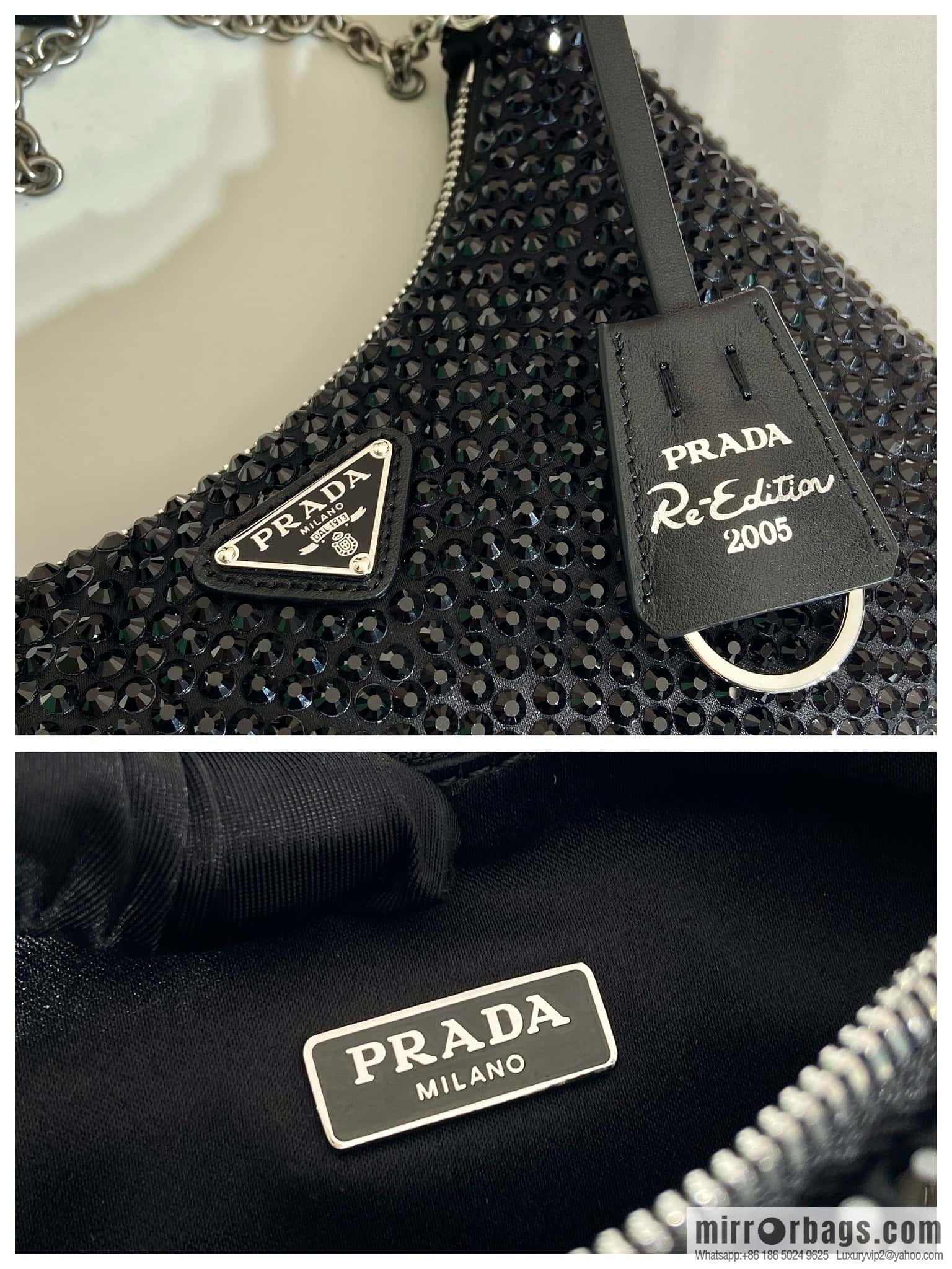 PRADA flash diamond three-in-one 🎉 2023 new color 1BH204 flash diamond