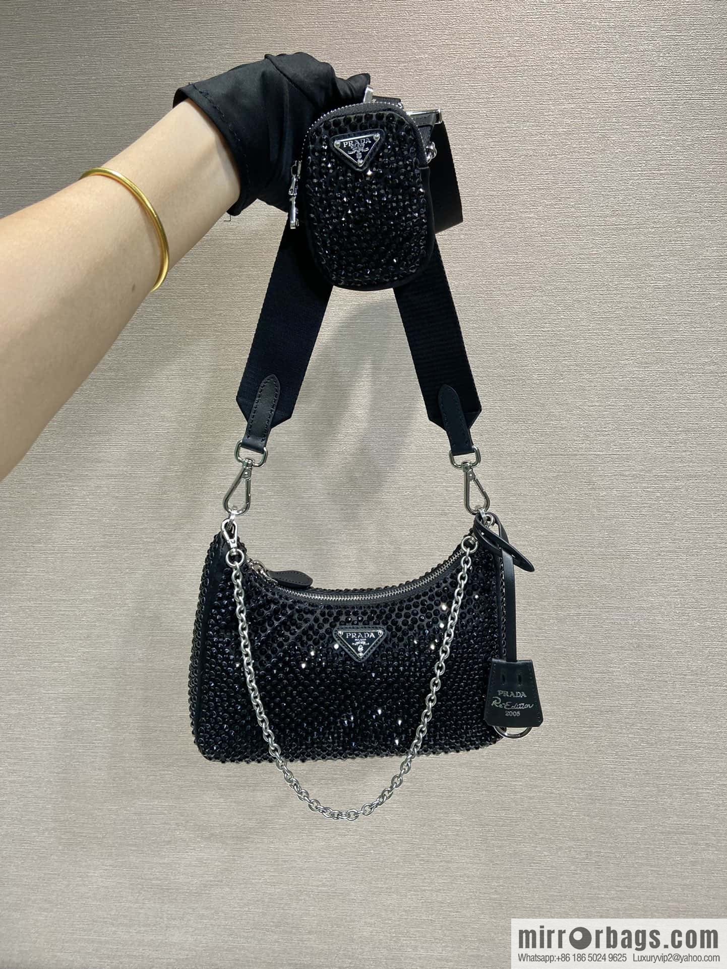 PRADA flash diamond three-in-one 🎉 2023 new color 1BH204 flash diamond