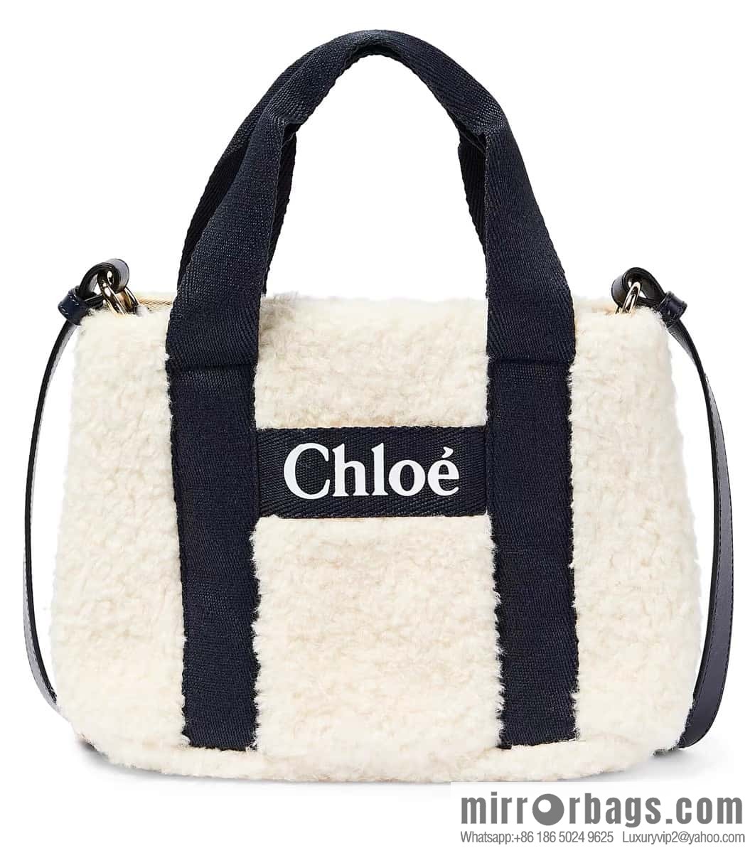 Chloe Woody Lamb Feather Tote 25CM