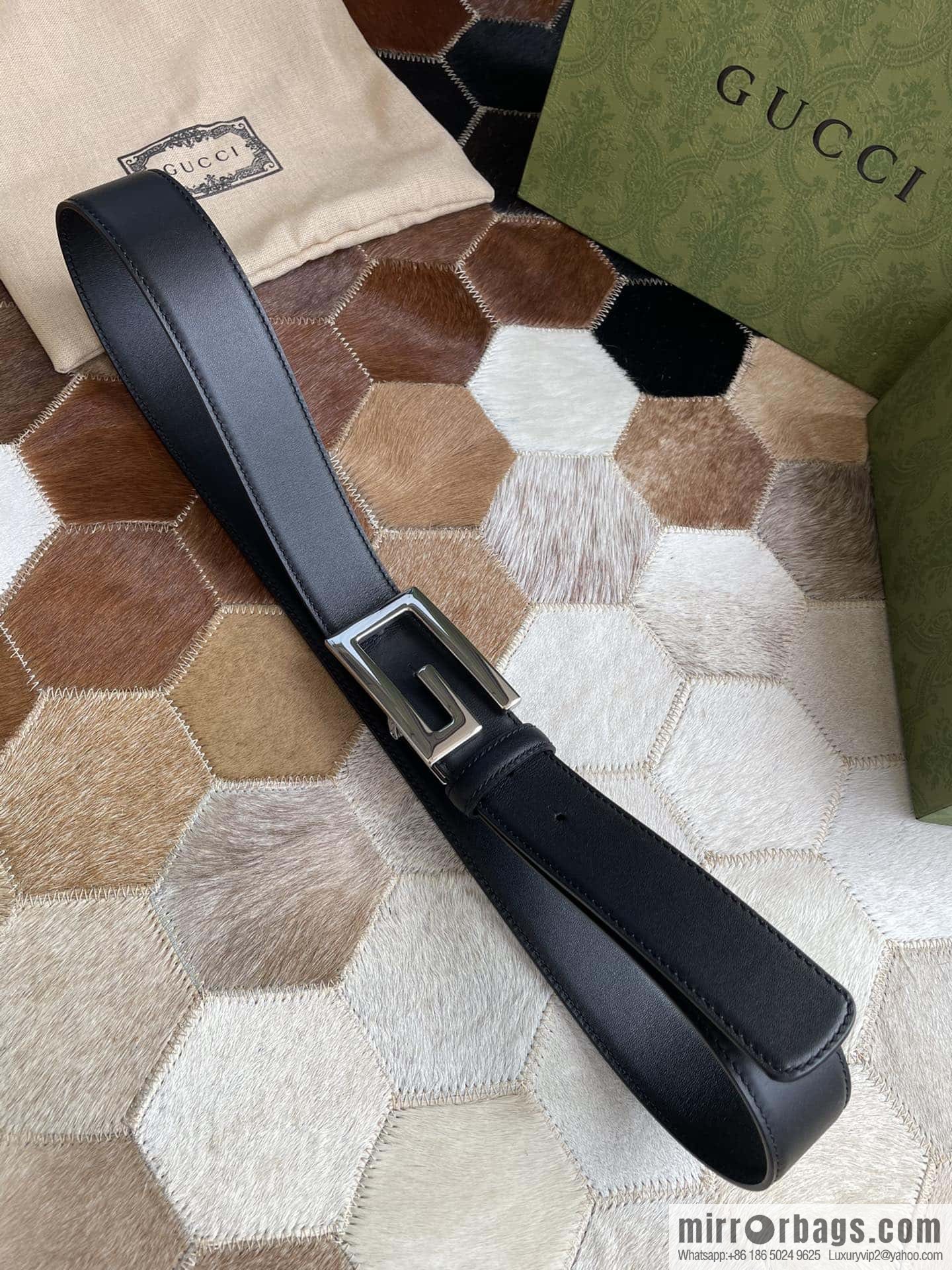 Gucci Gucci's new G rotating metal buckle with imported first-layer cowhide 35mm belt