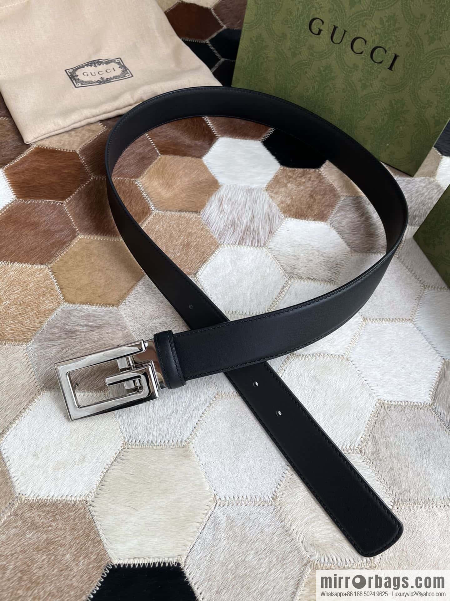 Gucci Gucci's new G rotating metal buckle with imported first-layer cowhide 35mm belt
