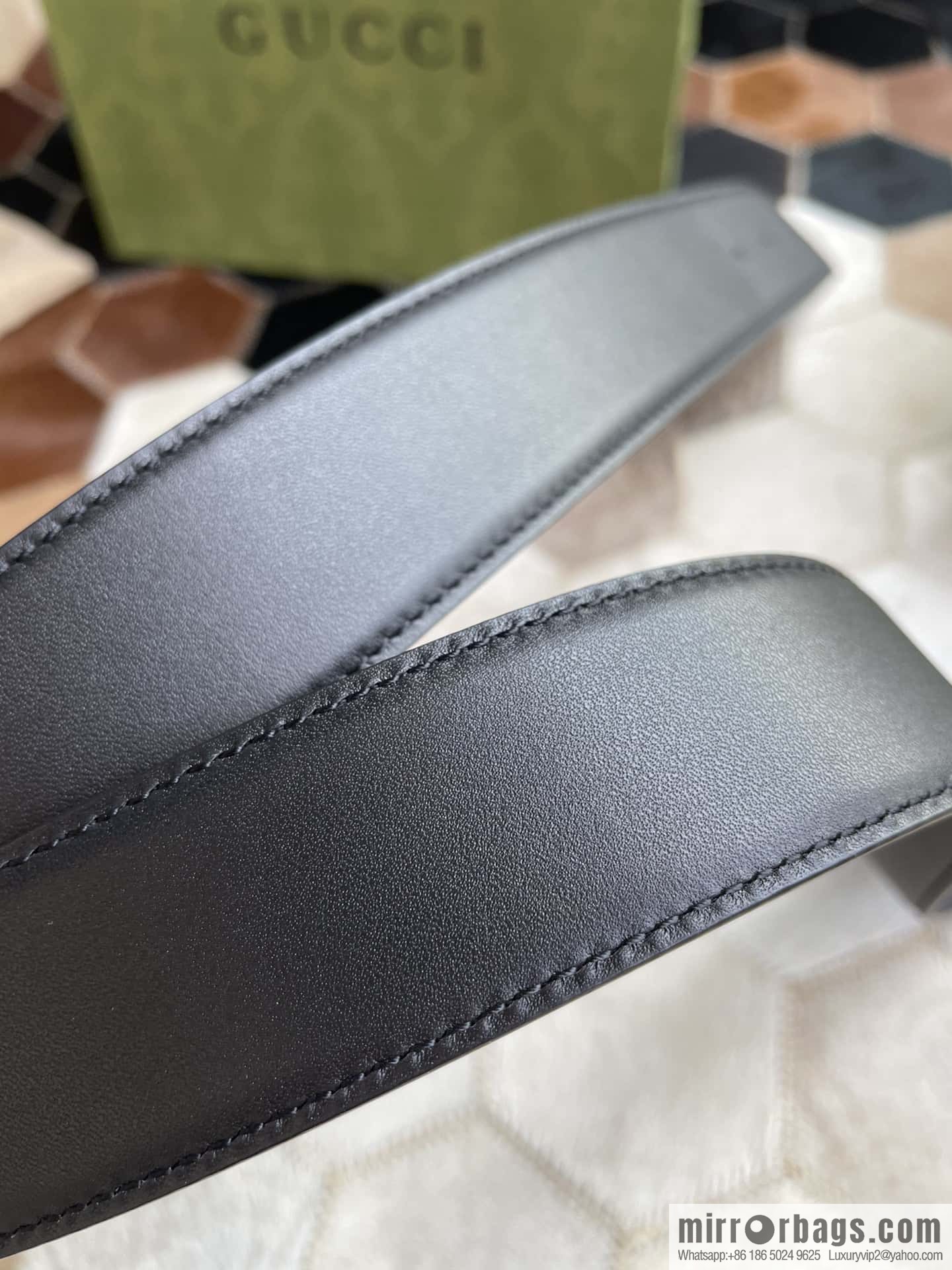 Gucci Gucci's new G rotating metal buckle with imported first-layer cowhide 35mm belt