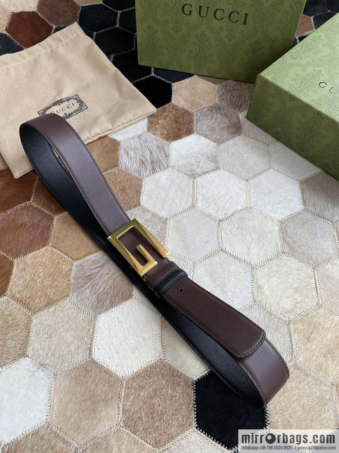Gucci Gucci's new G rotating metal buckle with imported first-layer cowhide 35mm belt