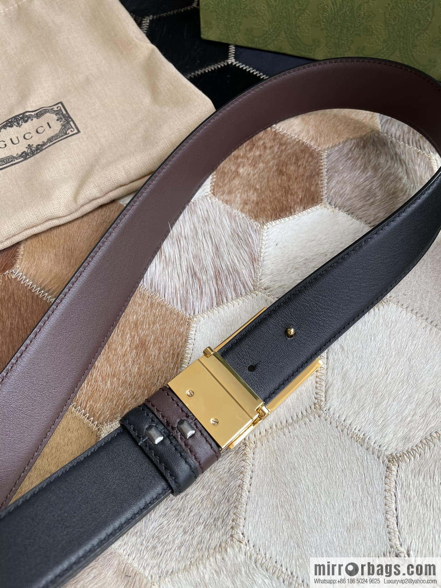 Gucci Gucci's new G rotating metal buckle with imported first-layer cowhide 35mm belt