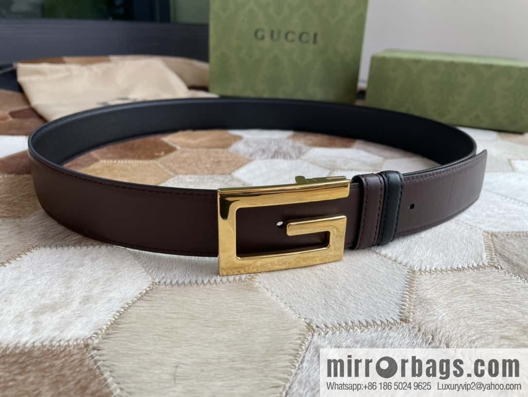 Gucci Gucci's new G rotating metal buckle with imported first-layer cowhide 35mm belt