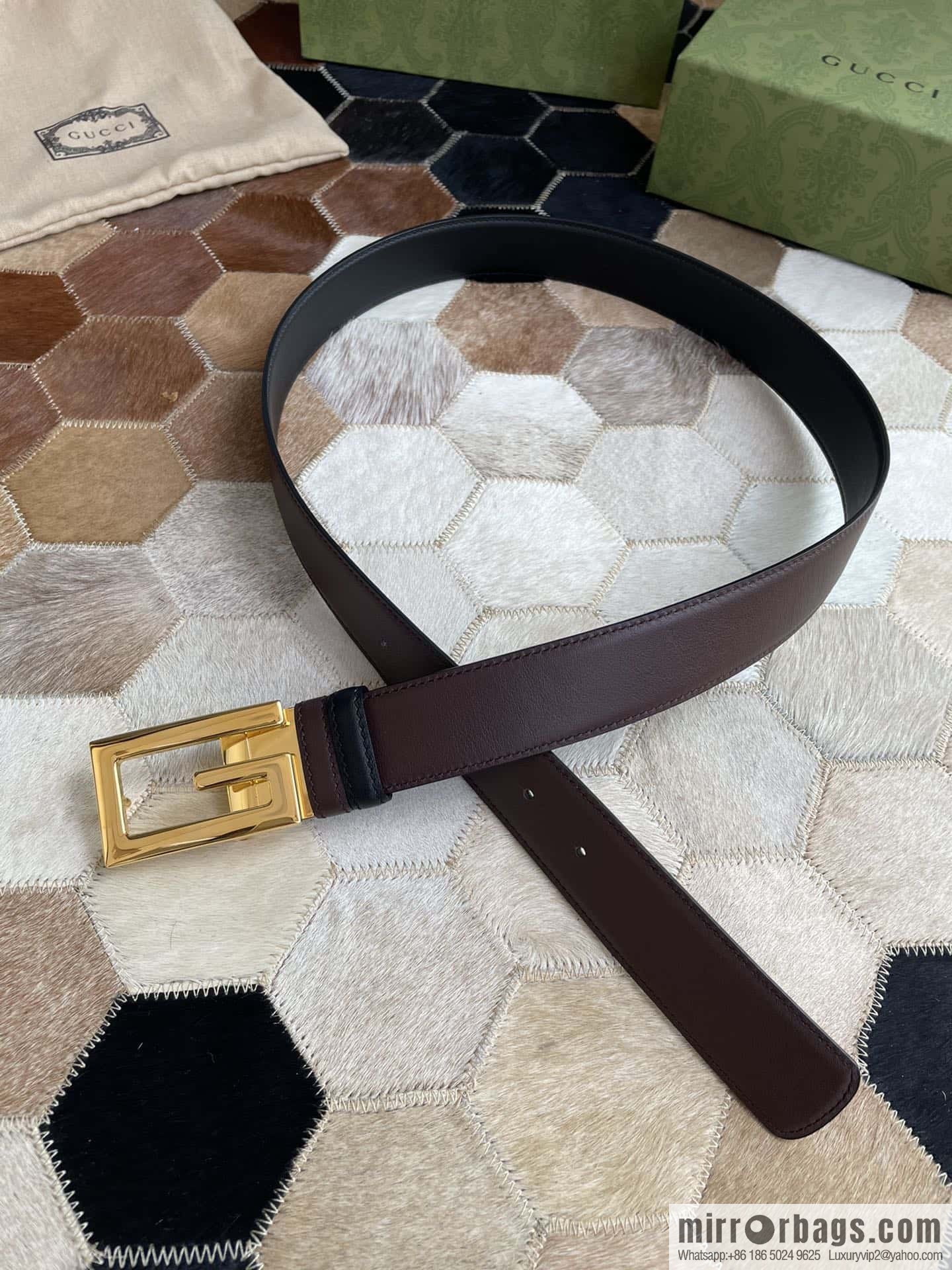 Gucci Gucci's new G rotating metal buckle with imported first-layer cowhide 35mm belt