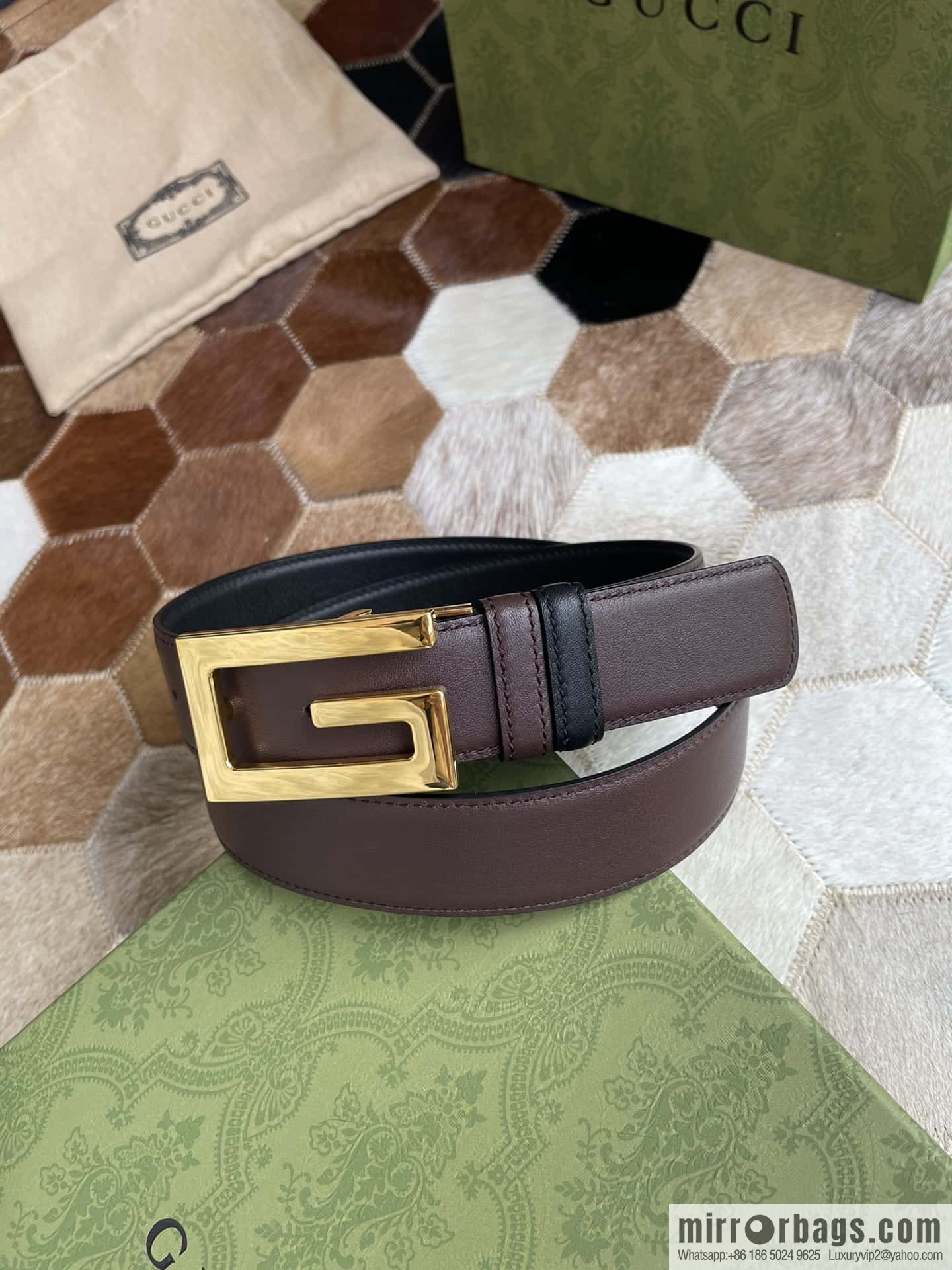 Gucci Gucci's new G rotating metal buckle with imported first-layer cowhide 35mm belt