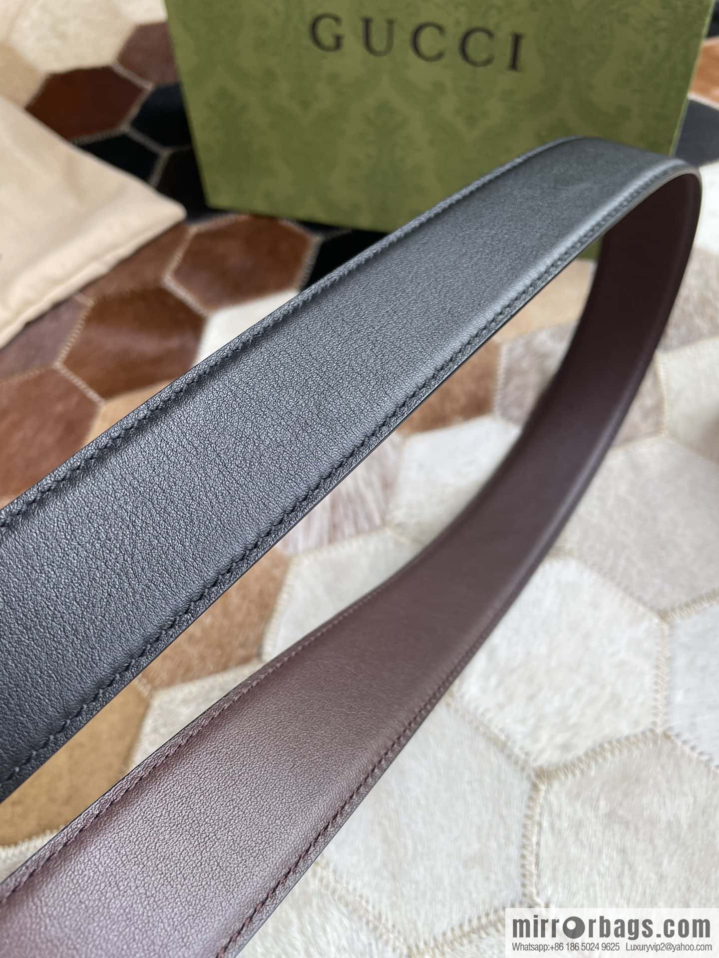 Gucci Gucci's new G rotating metal buckle with imported first-layer cowhide 35mm belt