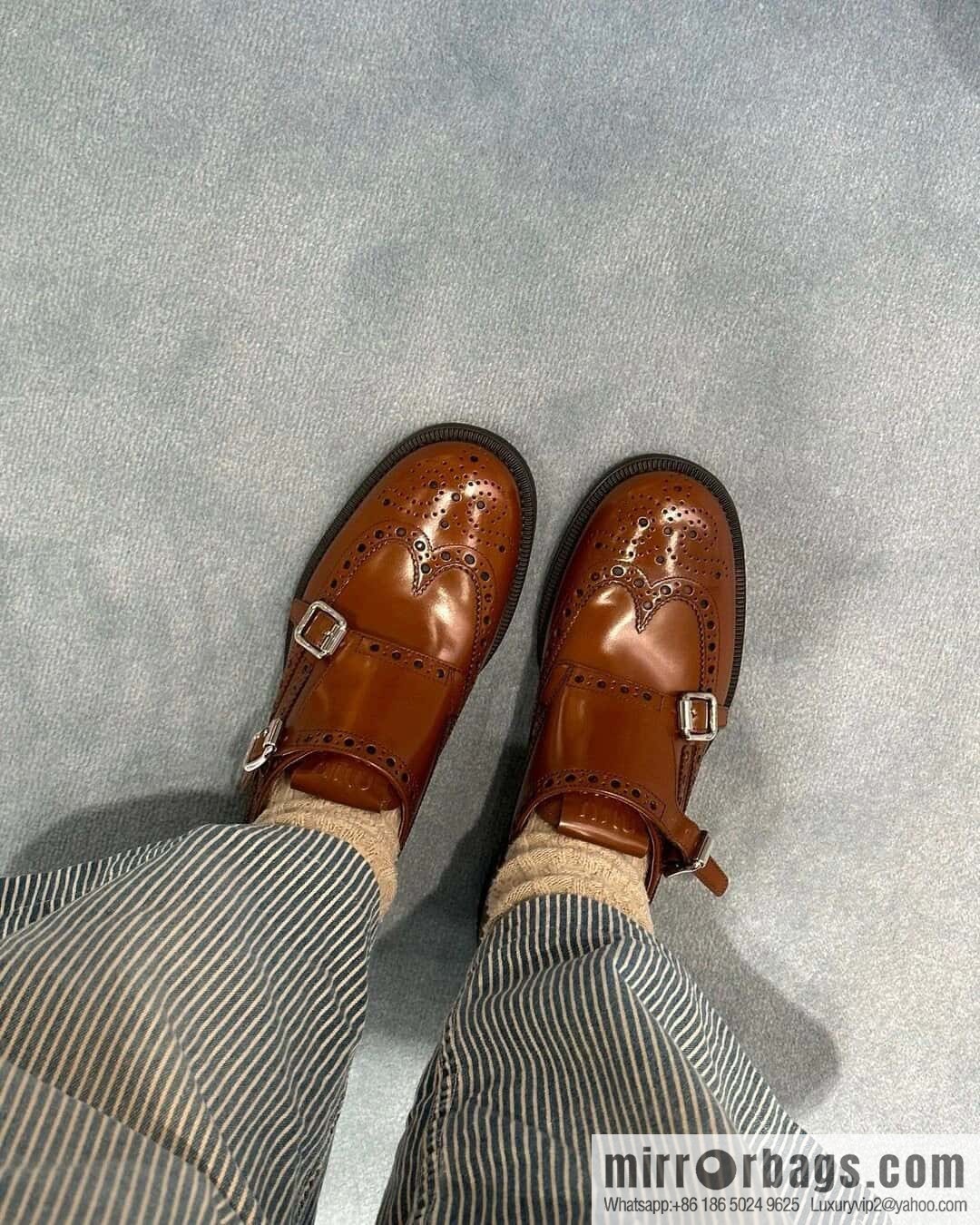 𝐂𝐡𝐮𝐫𝐜𝐡’𝐬 𝐱 𝐌𝐢𝐮 𝐌𝐢𝐮||𝟐𝟎𝟐𝟑 joint Brock carved Oxford small leather shoes