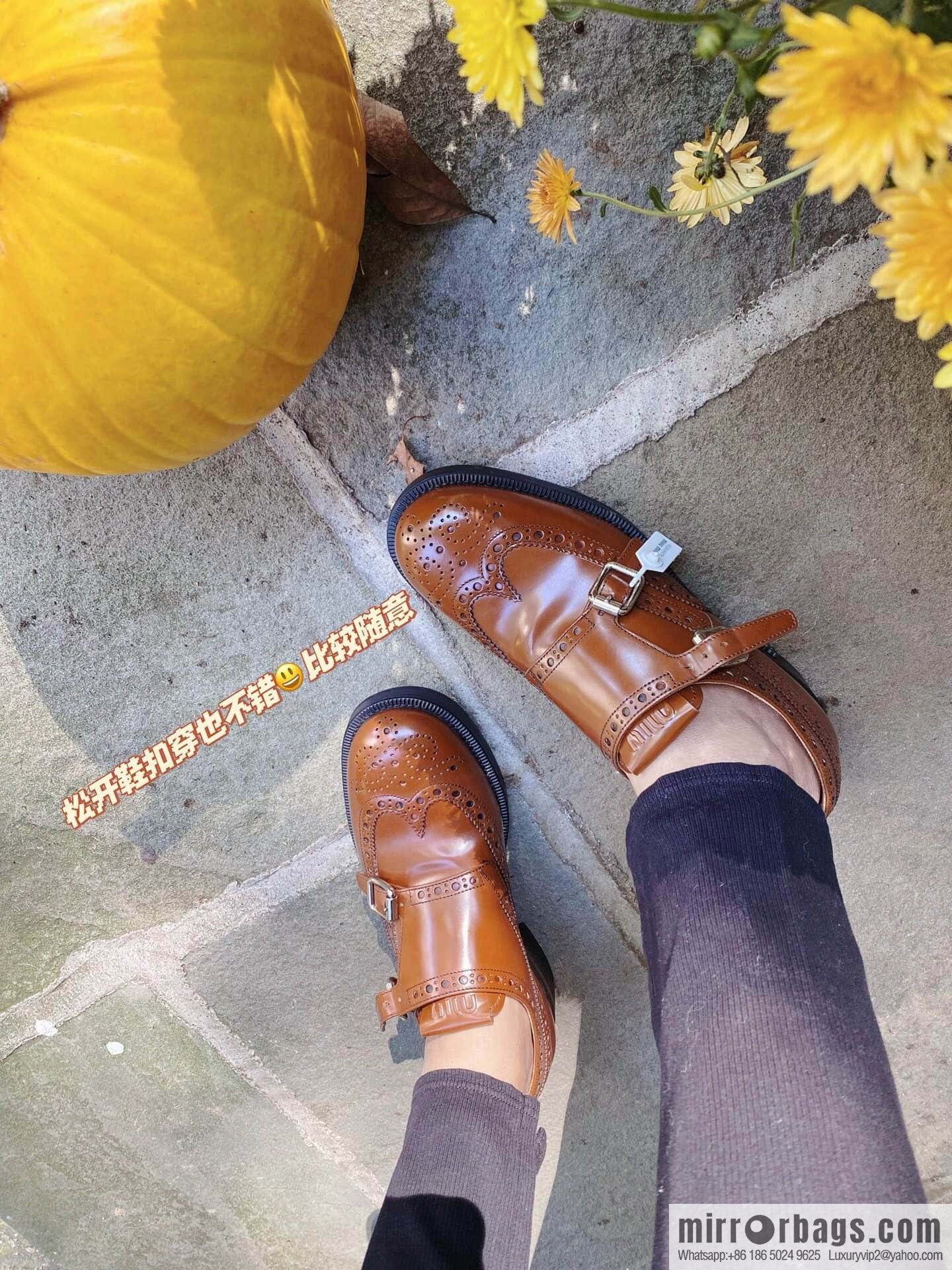 𝐂𝐡𝐮𝐫𝐜𝐡’𝐬 𝐱 𝐌𝐢𝐮 𝐌𝐢𝐮||𝟐𝟎𝟐𝟑 joint Brock carved Oxford small leather shoes