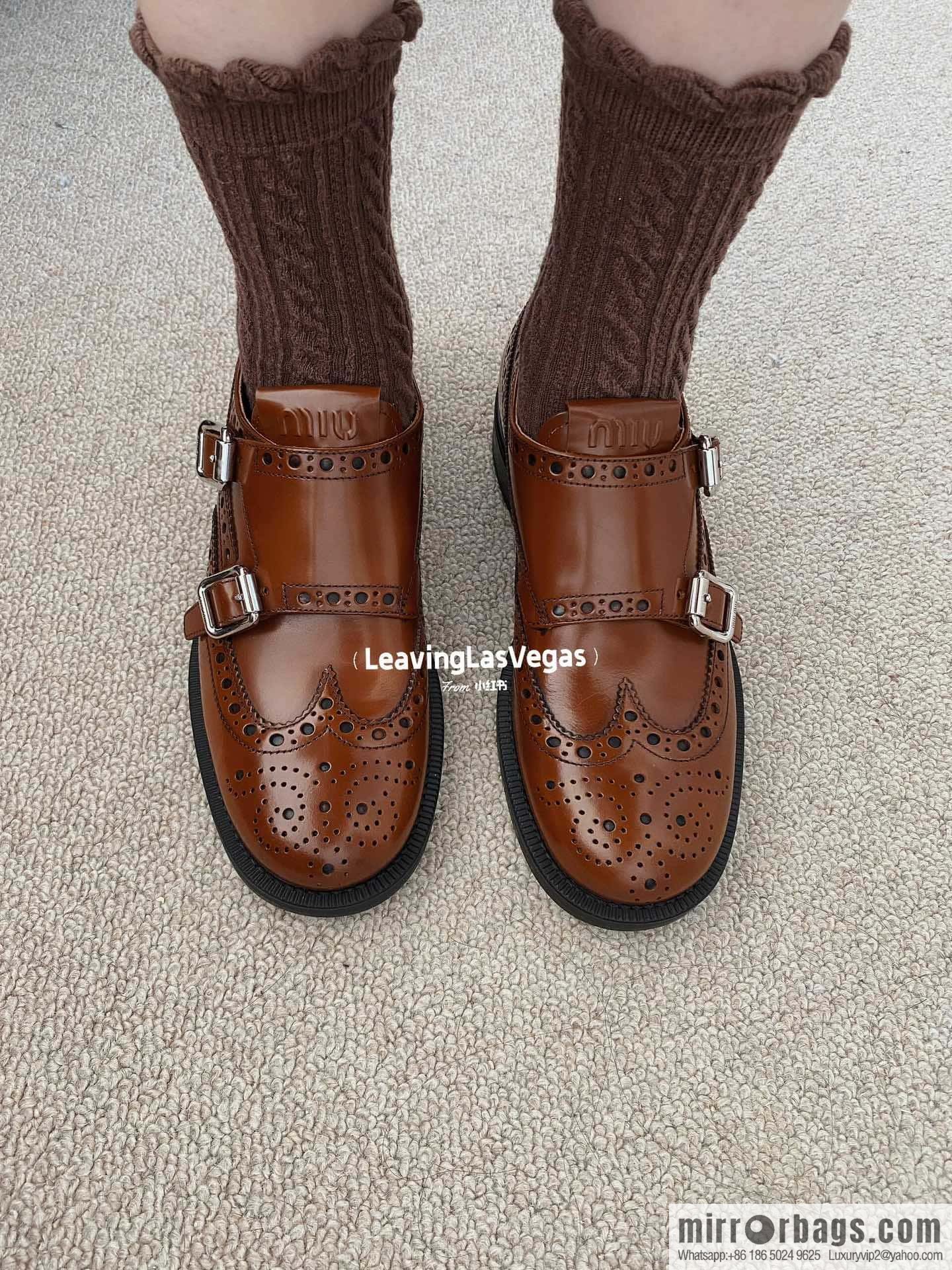 𝐂𝐡𝐮𝐫𝐜𝐡’𝐬 𝐱 𝐌𝐢𝐮 𝐌𝐢𝐮||𝟐𝟎𝟐𝟑 joint Brock carved Oxford small leather shoes