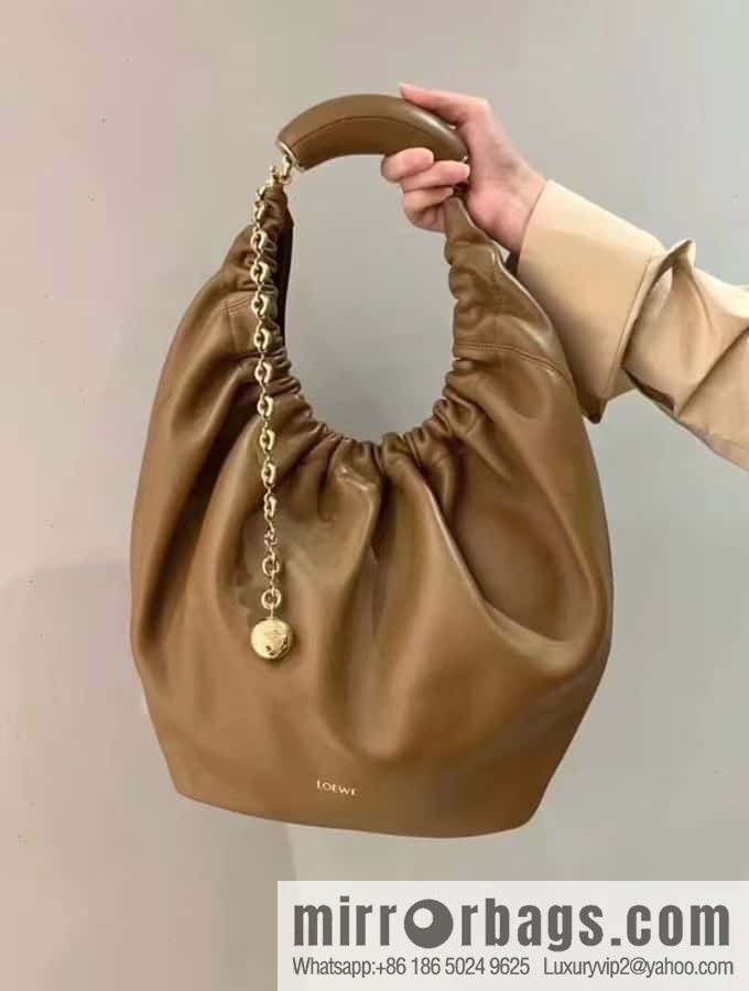 LOEWE Squeezed Underarm Bag 29.5CM Oak Brown