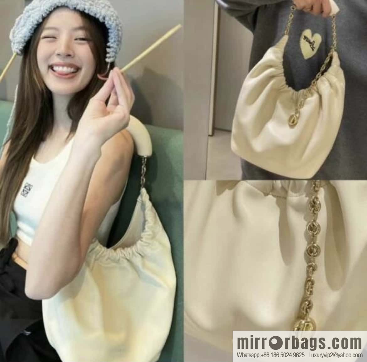 LOEWE Squeezed Underarm Bag 29.5CM White
