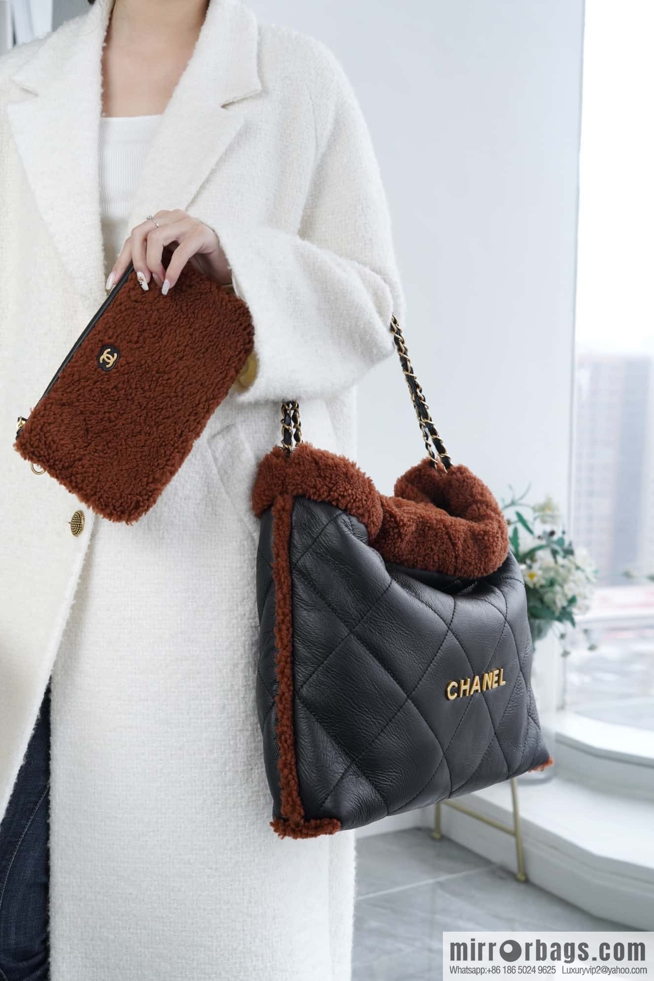 CHANEL Seasonal Limited Teddy Bear AS3261 Black Brown