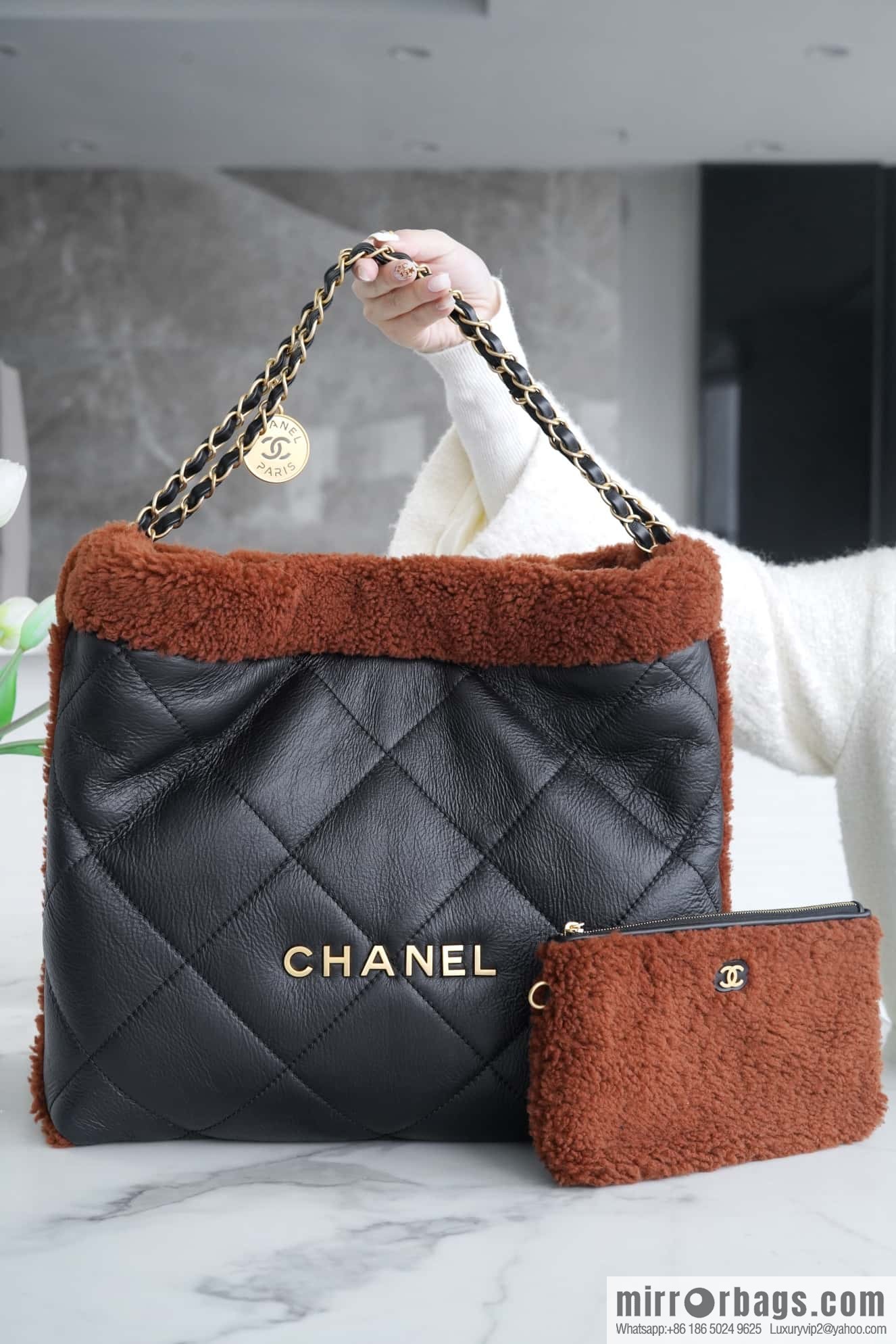 CHANEL Seasonal Limited Teddy Bear AS3261 Black Brown