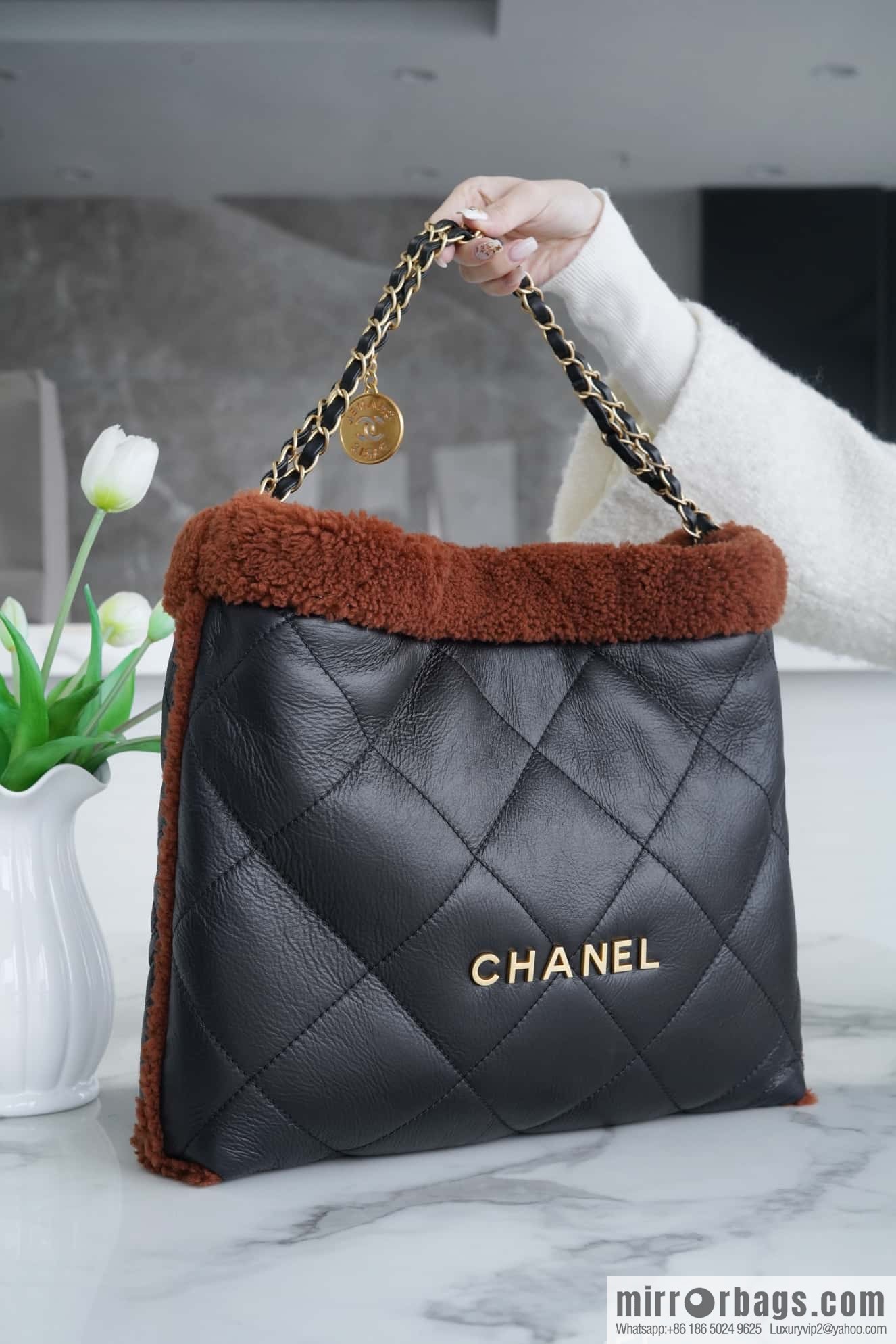 CHANEL Seasonal Limited Teddy Bear AS3261 Black Brown