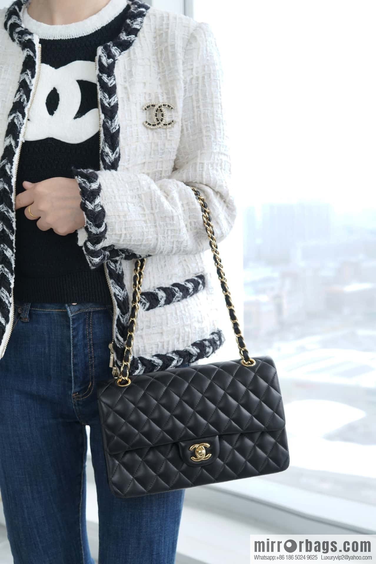 CHANEL 𝗖𝗙 𝗖𝗹𝗮𝘀𝘀𝗶𝗰 𝗙𝗹𝗮𝗽 medium classic mouth cover bag, black sheep gold ⚜️ genuine leather A01112