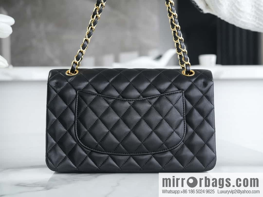 CHANEL 𝗖𝗙 𝗖𝗹𝗮𝘀𝘀𝗶𝗰 𝗙𝗹𝗮𝗽 medium classic mouth cover bag, black sheep gold ⚜️ genuine leather A01112