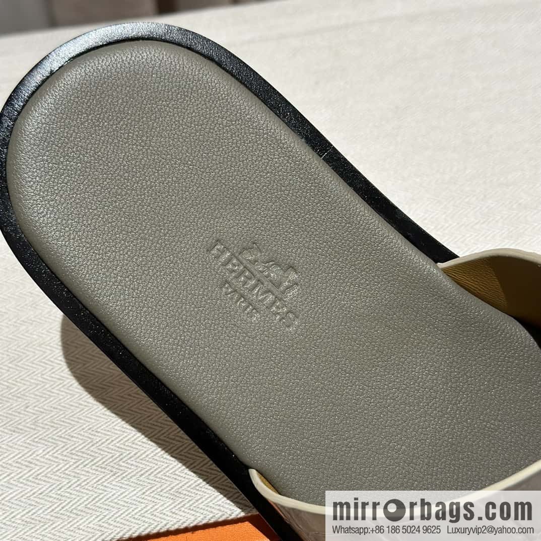 Hermès crocodile leather H family male god slippers