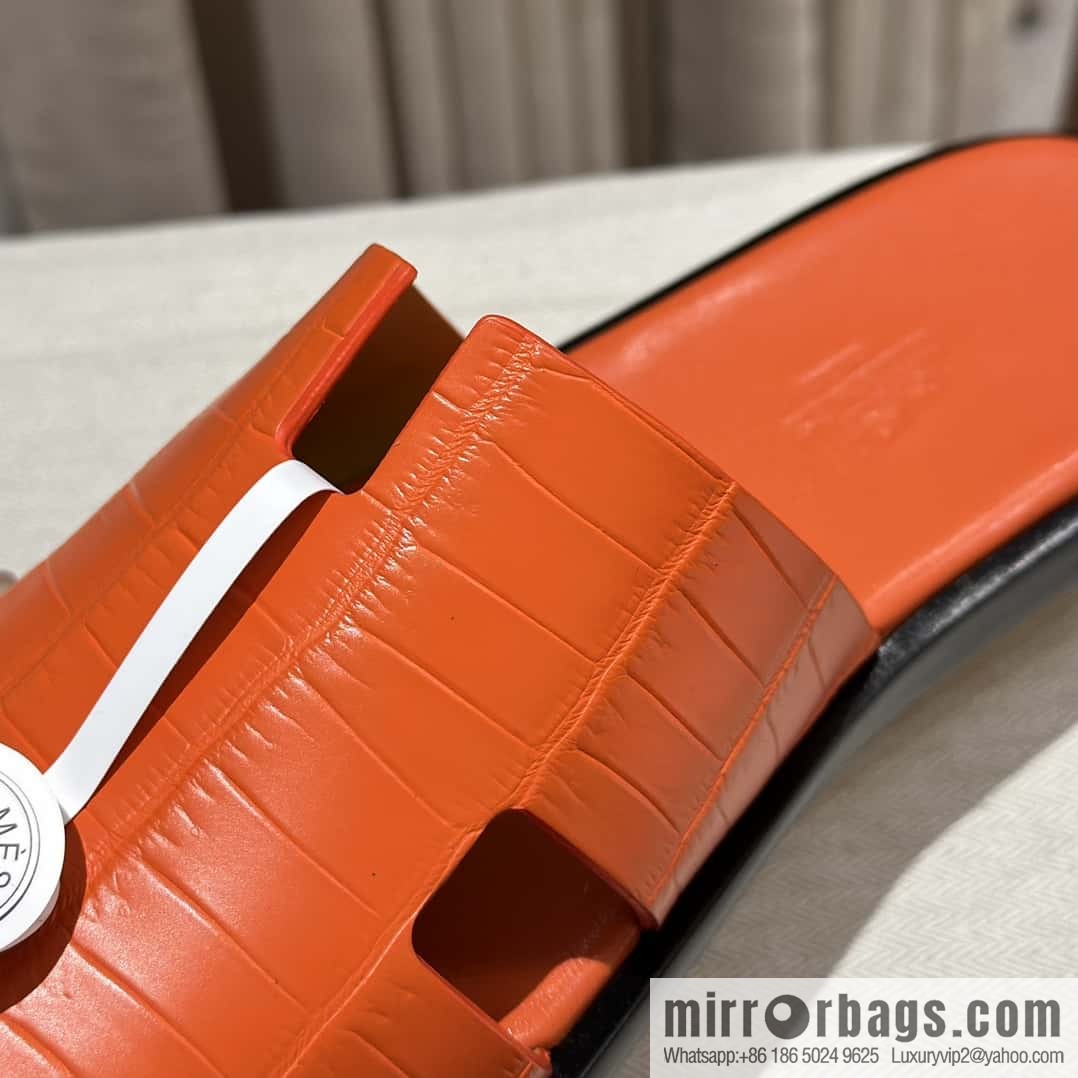 Hermès crocodile leather H family male god slippers