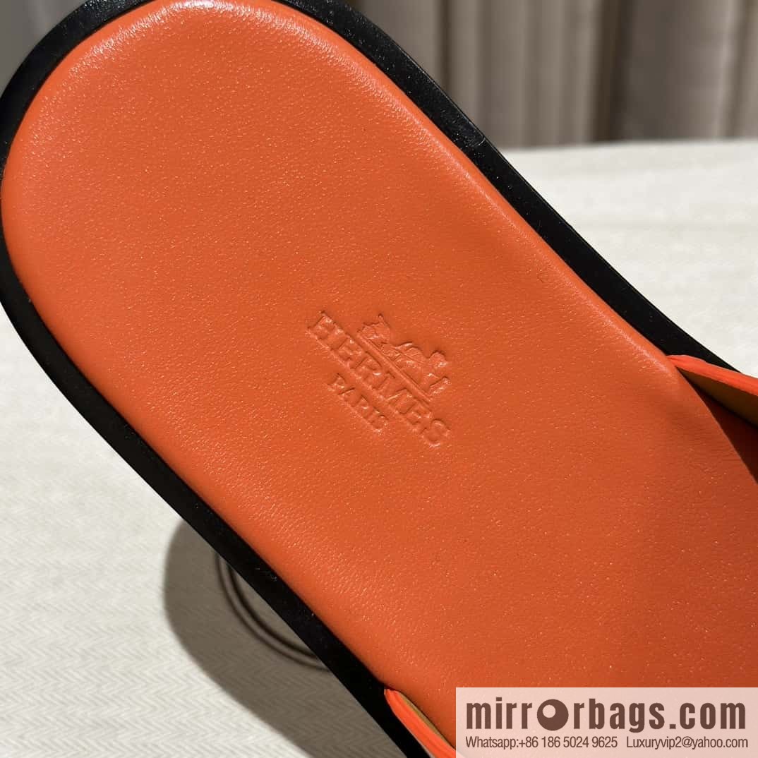 Hermès crocodile leather H family male god slippers