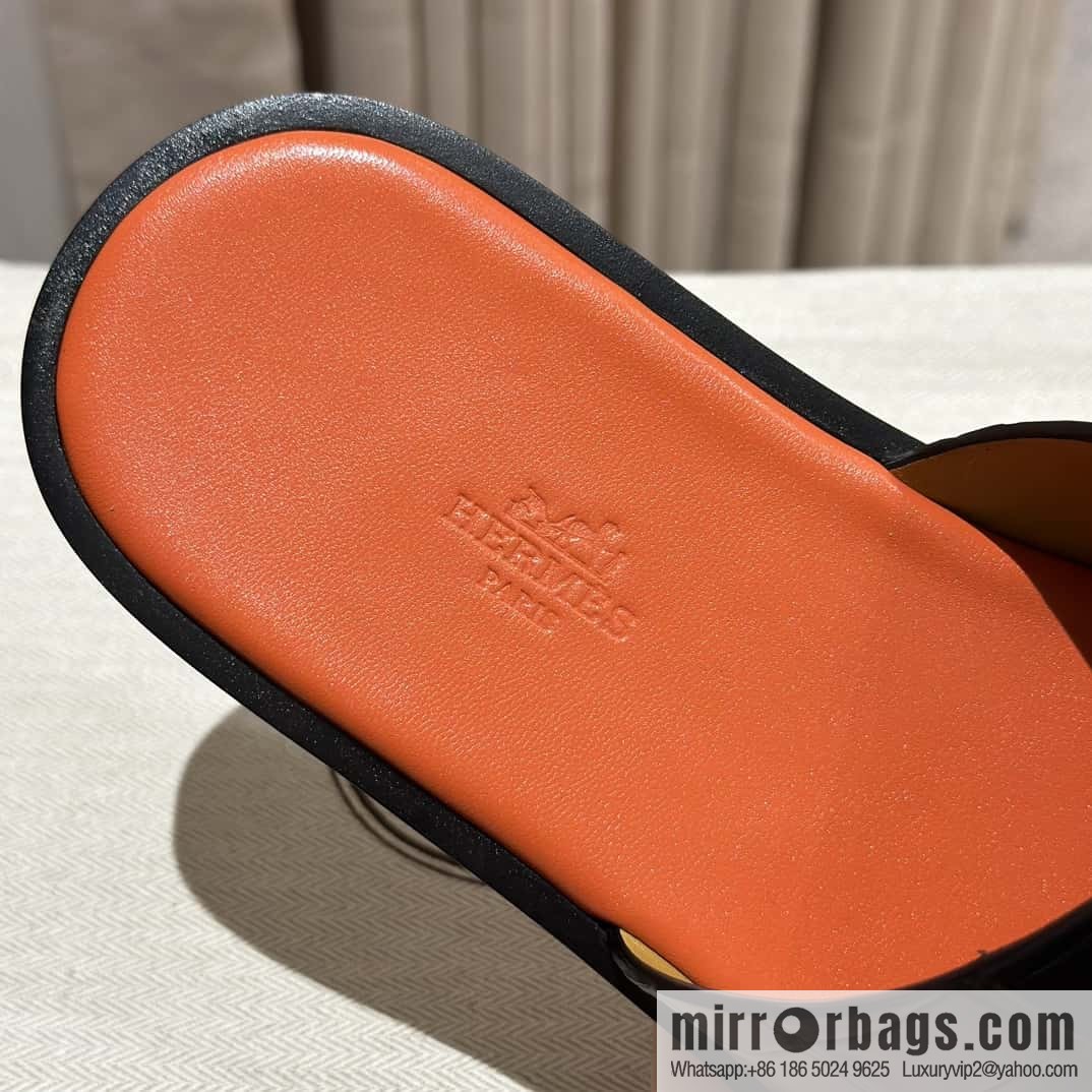 Hermès crocodile leather H family male god slippers