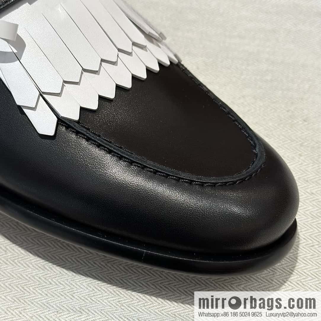 HERMES kelly buckle loafers fringed loafers