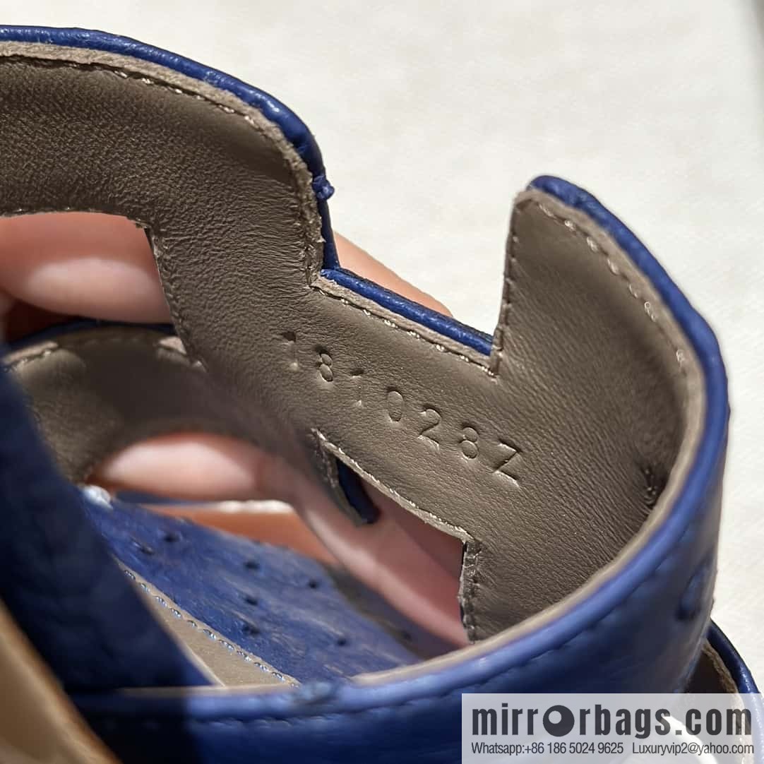 Hermès ostrich leather slippers