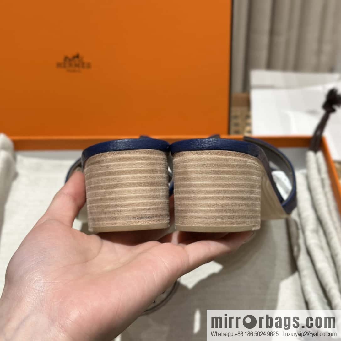 Hermès ostrich leather slippers