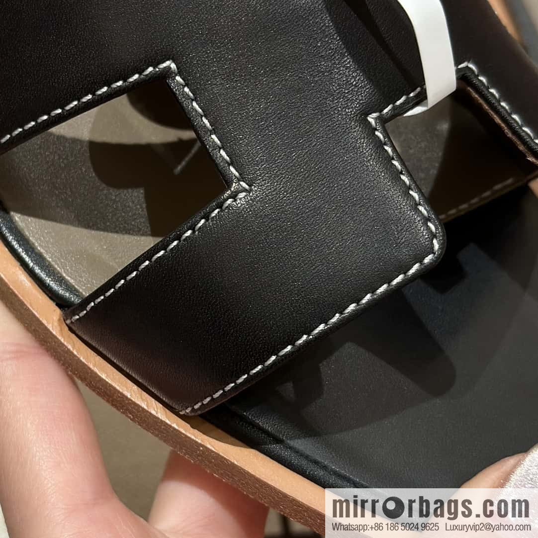 Hermès leather outsole H slippers