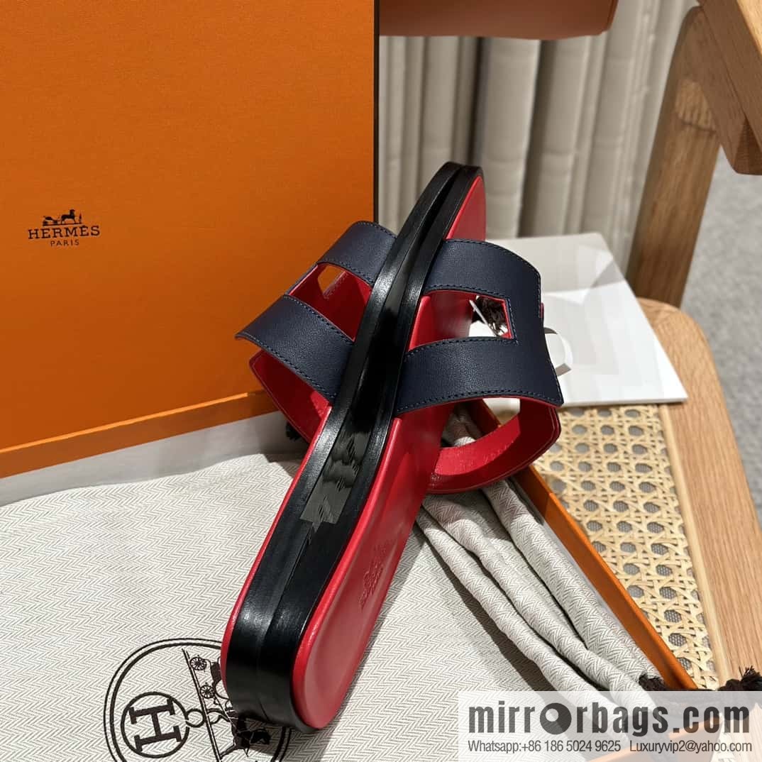 Hermès leather outsole H slippers