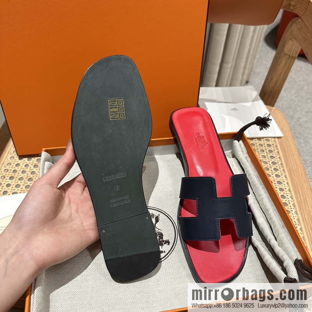 Hermès leather outsole H slippers