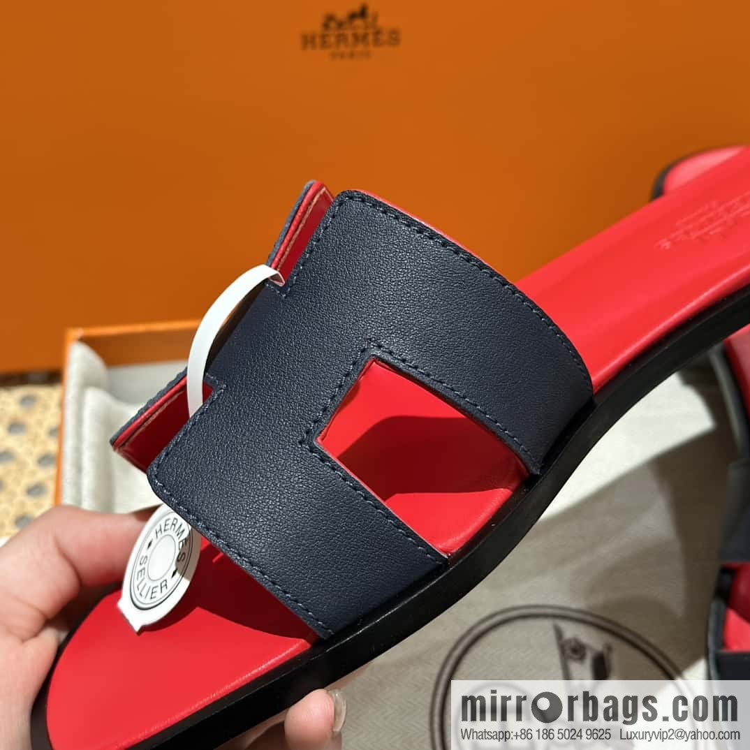 Hermès leather outsole H slippers