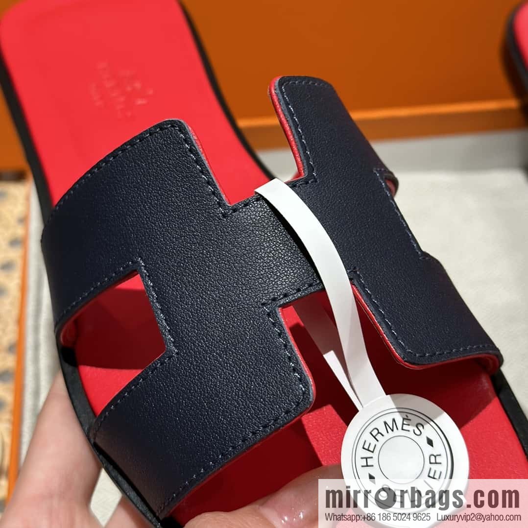 Hermès leather outsole H slippers