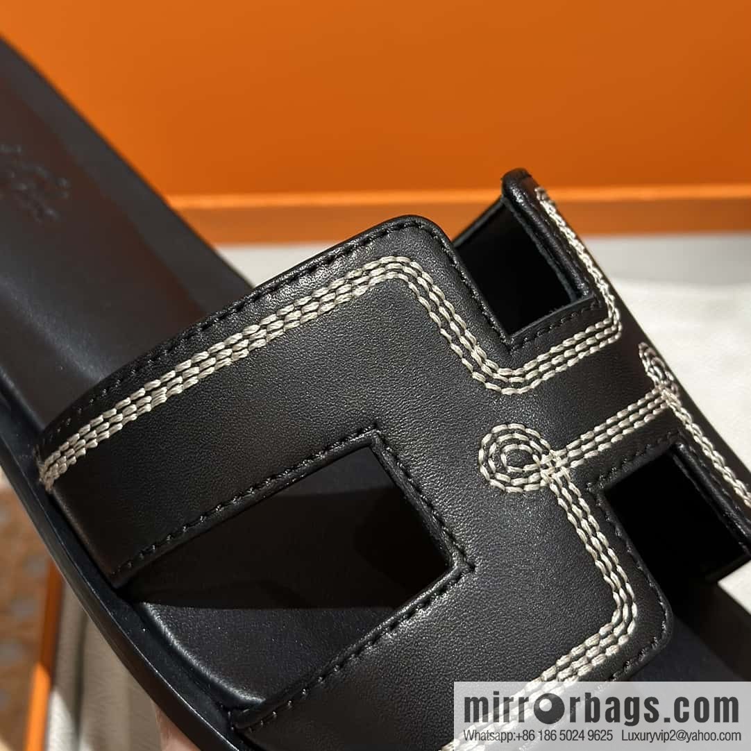 Hermès new embroidered slippers