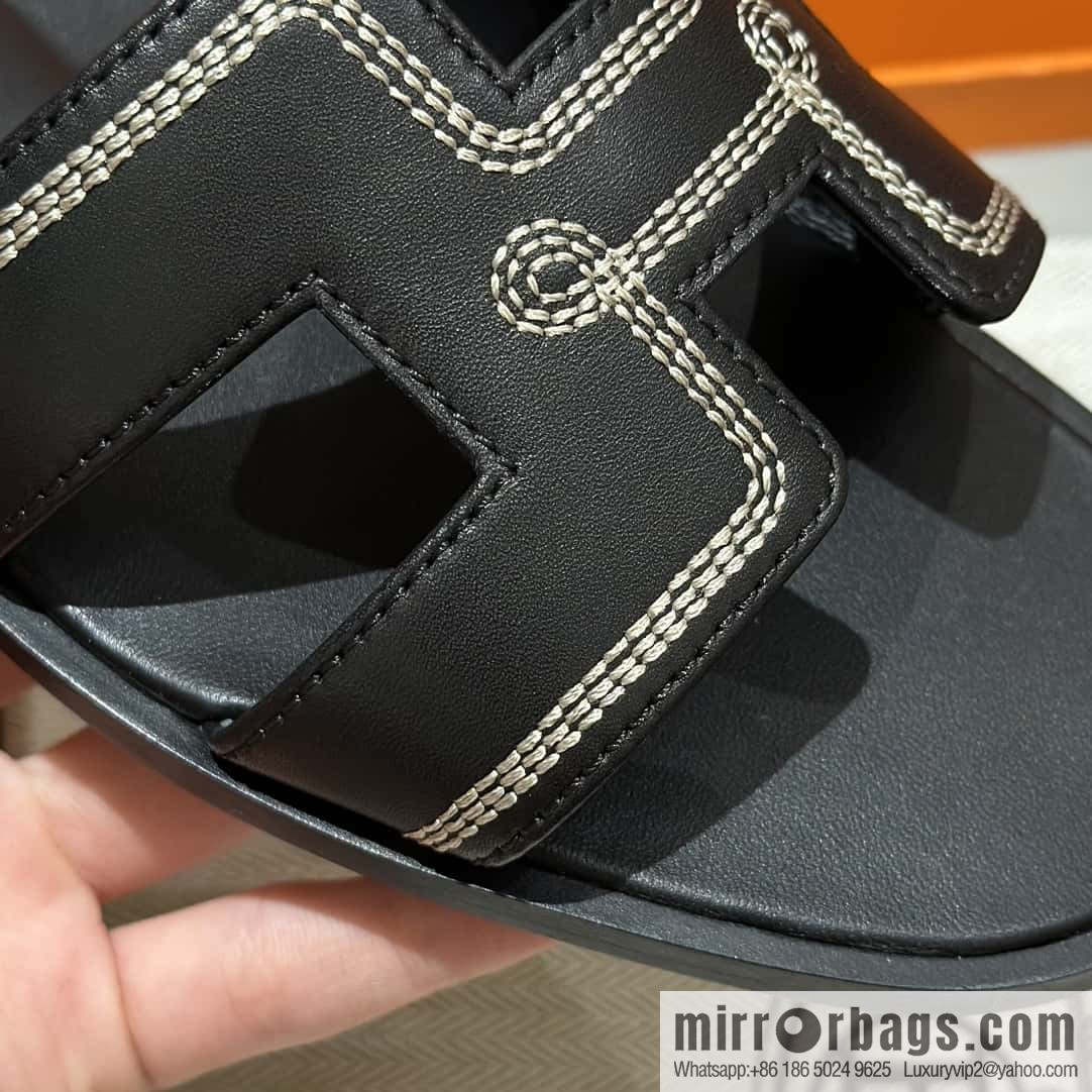 Hermès new embroidered slippers