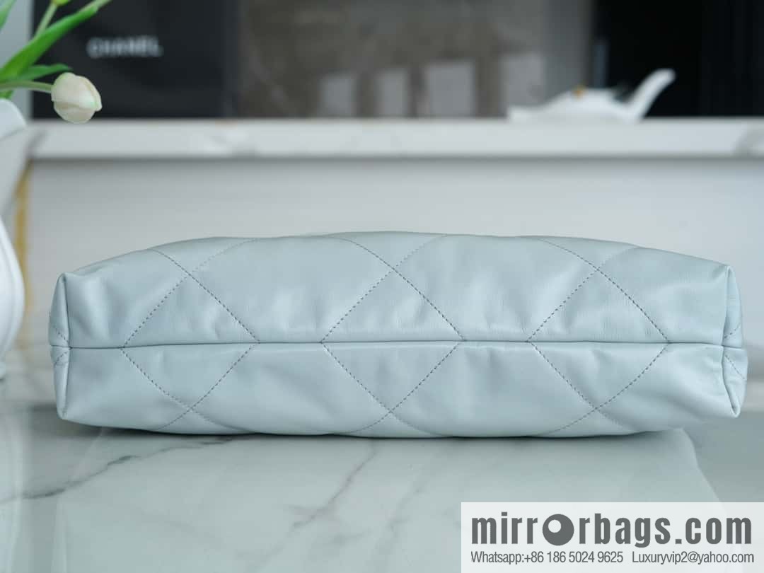 CHANEL 23C 22 handbag, genuine tail leather, haze blue, medium AS3261.