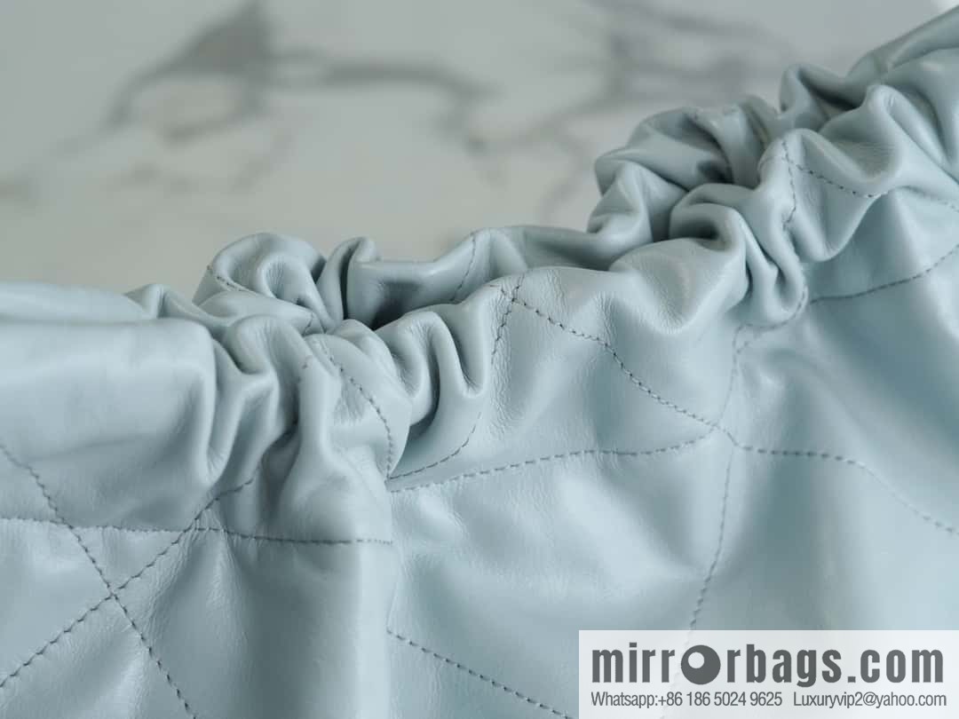 CHANEL 23C 22 handbag, genuine tail leather, haze blue, medium AS3261.