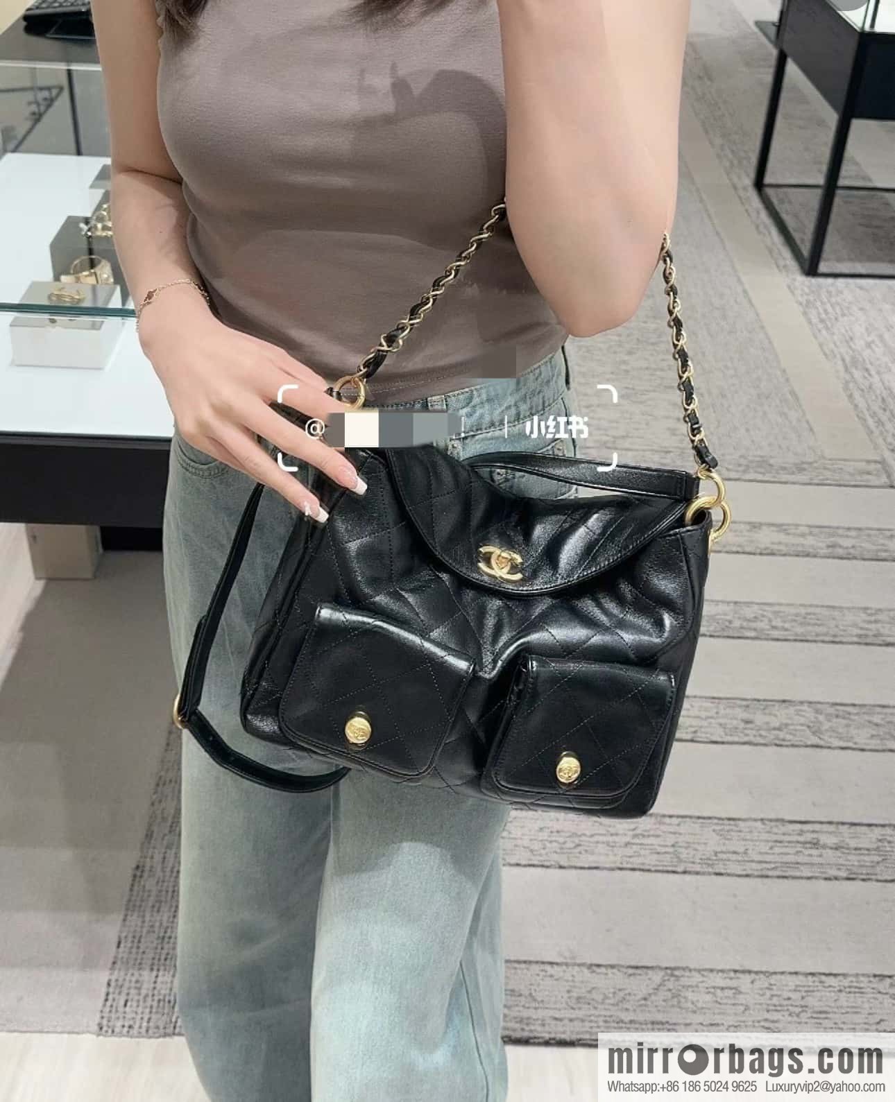 CHANEL 24P spring and summer trailer series big hit hobo Vintage bag AS4668 black