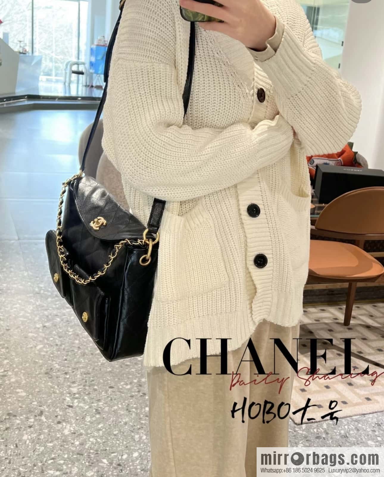 CHANEL 24P spring and summer trailer series big hit hobo Vintage bag AS4668 black