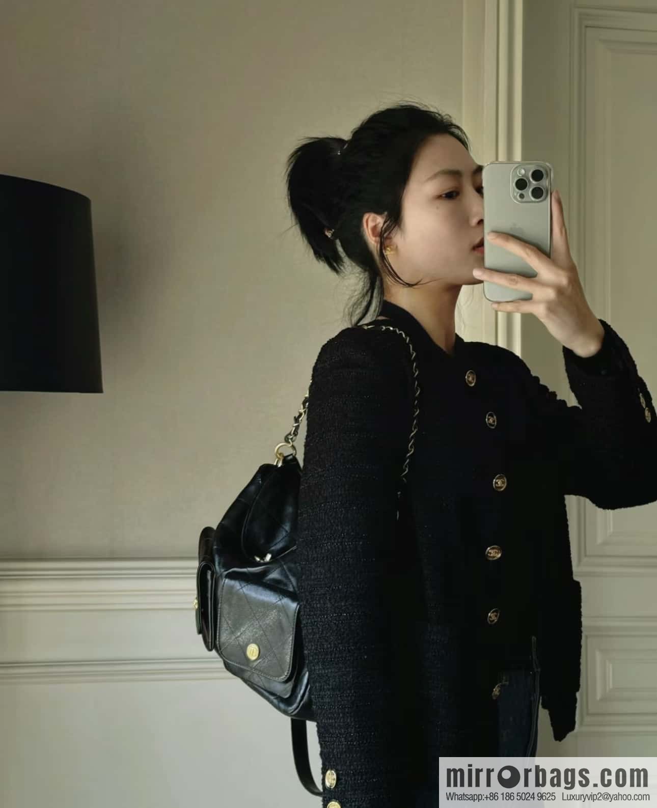 CHANEL 24P spring and summer trailer series big hit hobo Vintage bag AS4668 black