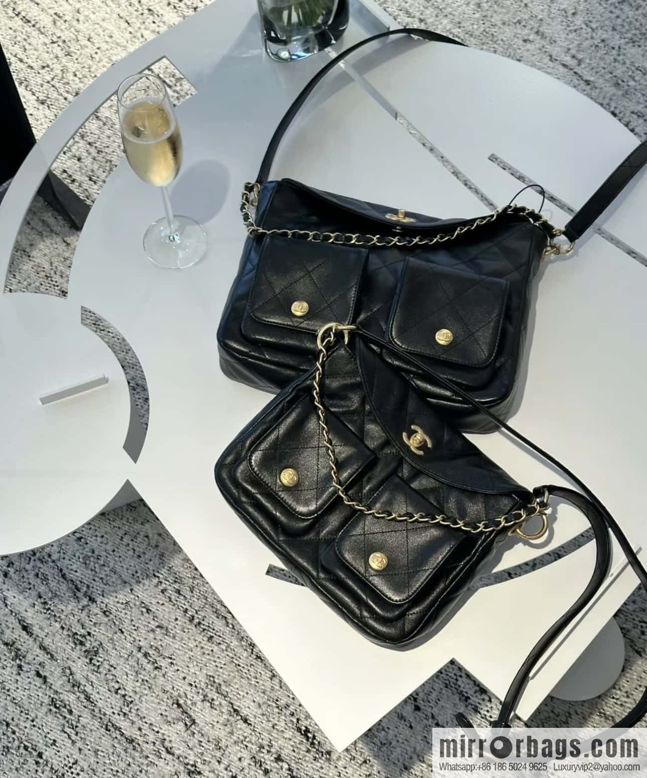 CHANEL 24P spring and summer trailer series big hit hobo Vintage bag AS4668 black