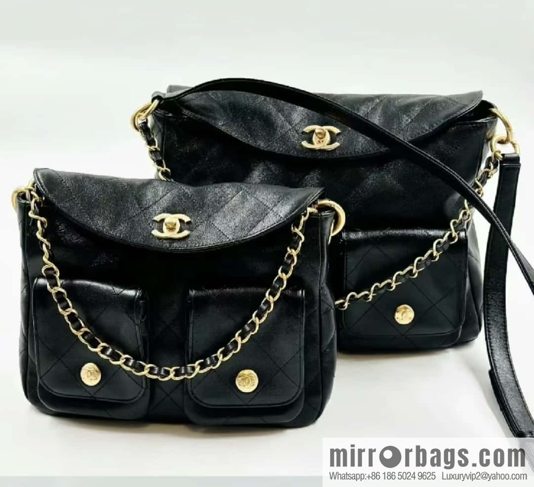 CHANEL 24P spring and summer trailer series big hit hobo Vintage bag AS4668 black