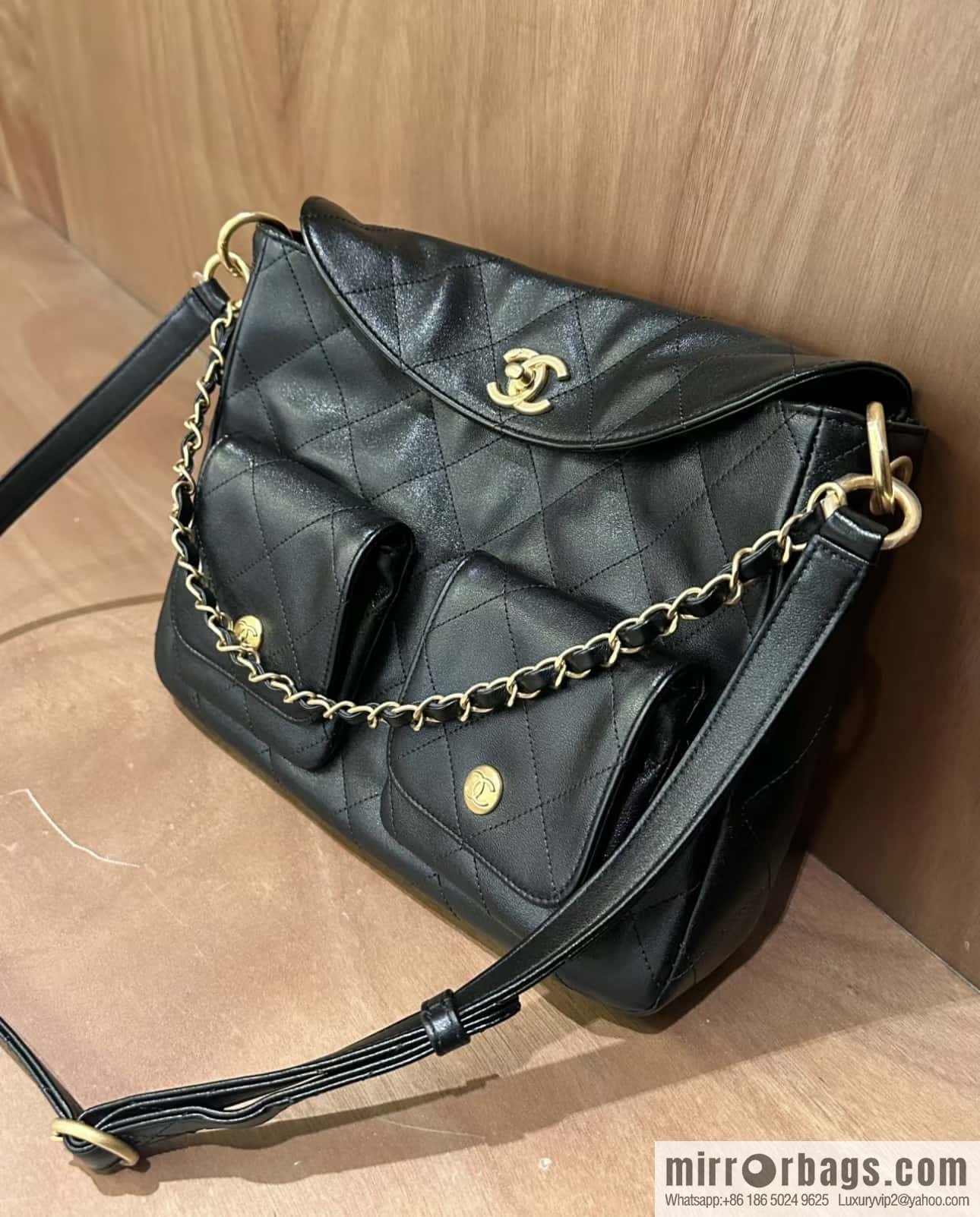 CHANEL 24P spring and summer trailer series big hit hobo Vintage bag AS4668 black