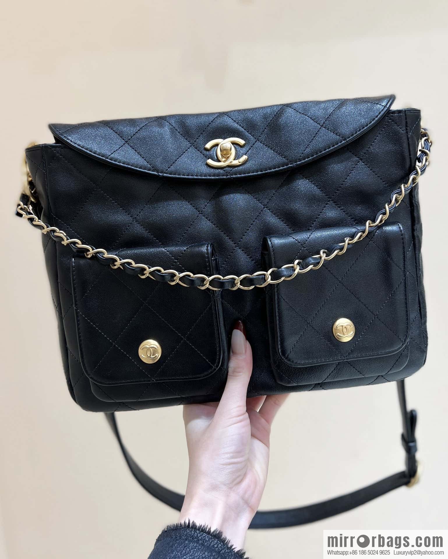CHANEL 24P spring and summer trailer series big hit hobo Vintage bag AS4668 black