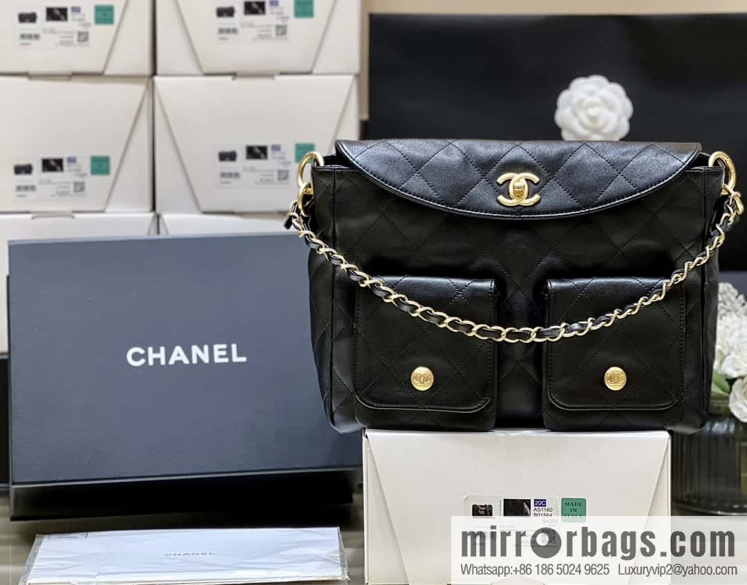 CHANEL 24P spring and summer trailer series big hit hobo Vintage bag AS4668 black