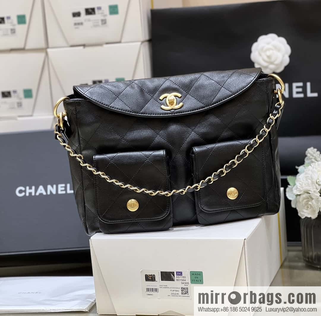 CHANEL 24P spring and summer trailer series big hit hobo Vintage bag AS4668 black