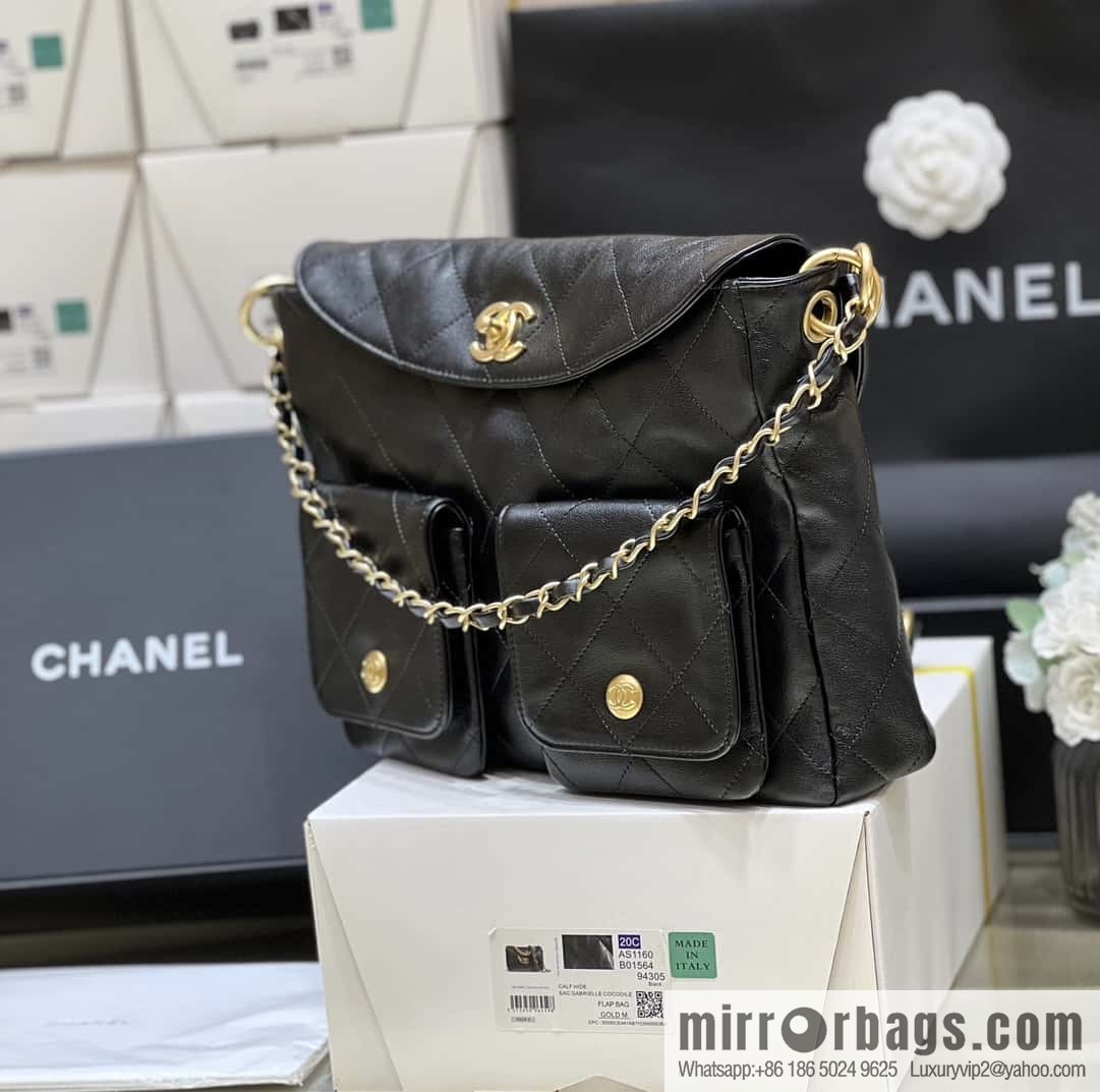 CHANEL 24P spring and summer trailer series big hit hobo Vintage bag AS4668 black
