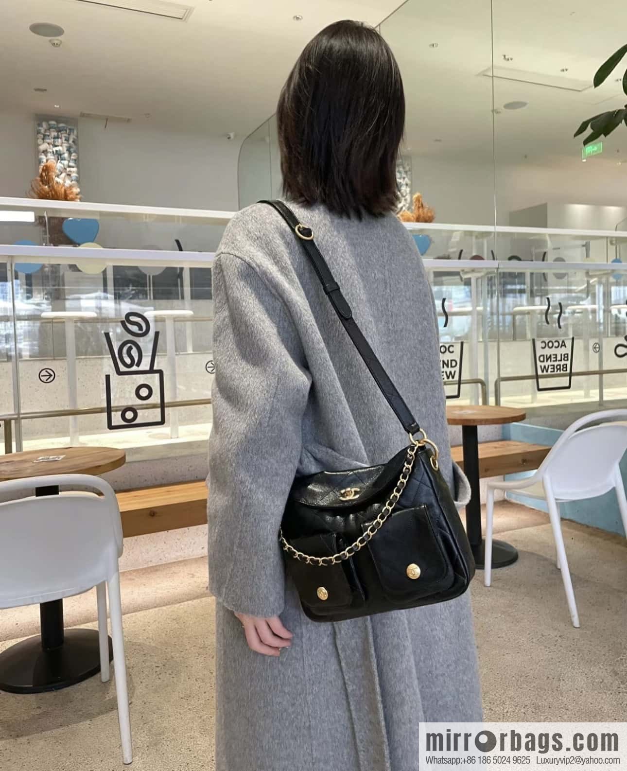 CHANEL 24P spring and summer trailer series big hit hobo Vintage bag AS4743 black